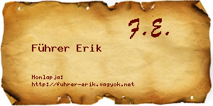 Führer Erik névjegykártya